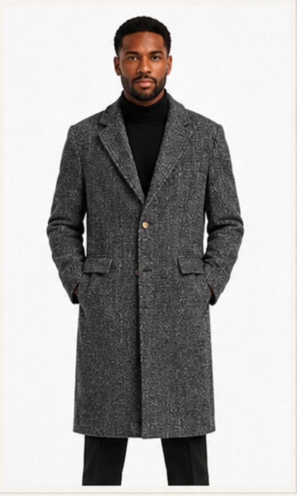 Knee-Length Overcoat — Charcoal Sweed — S.WOOD ready piece